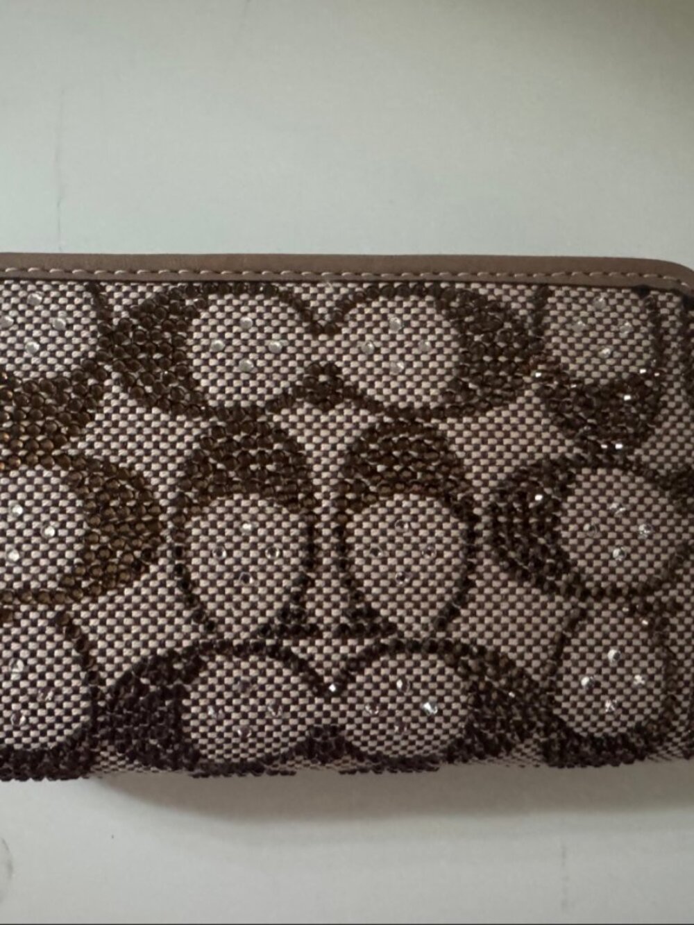 Coach Essential Slim Card Case Signature Jacquard Crystals CCD16 NWT